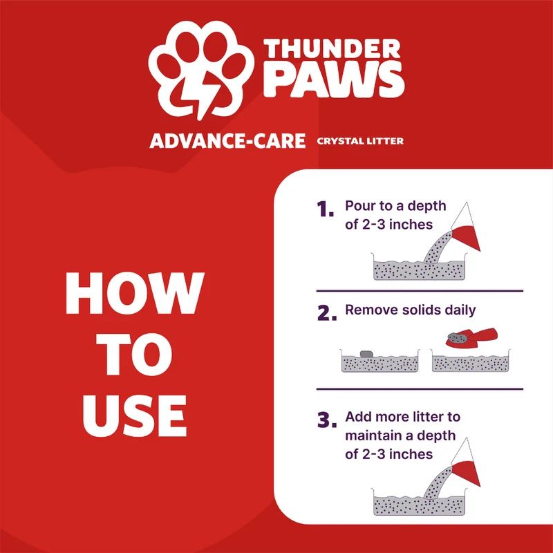 Thunder Paws Advance Care Non-Clumping Crystal Cat Litter Unscented 5+1 Liter FREE - Pack of 3