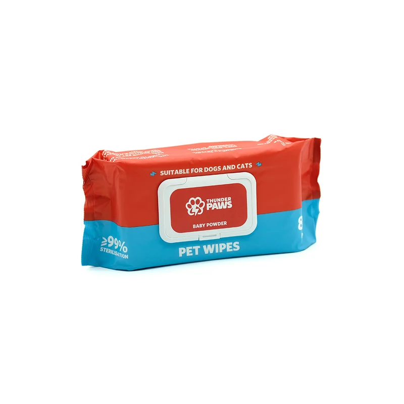 Thunder Paws Baby Powder Sanitary Pet Wipes Suitable for Cats and Dogs 80pcs