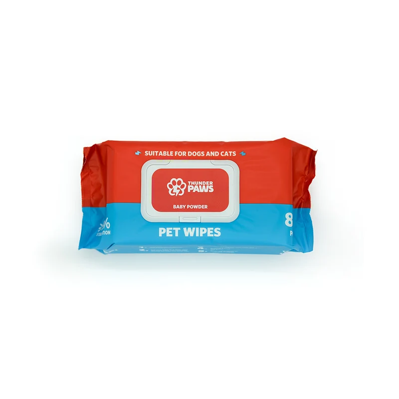Thunder Paws Baby Powder Sanitary Pet Wipes Suitable for Cats and Dogs 80pcs