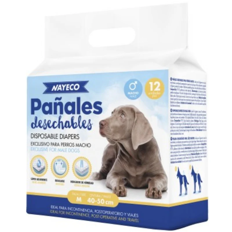 Nayeco Pañal Perro Macho M (40-50 cm) 12 uds