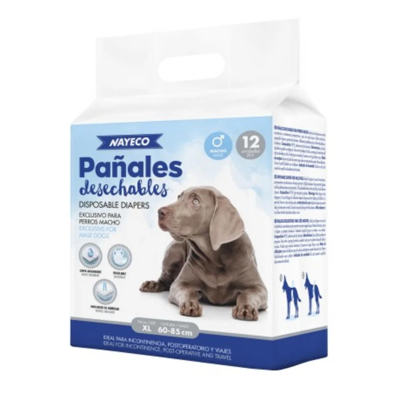 Nayeco Pañal Perro Macho Xl (60-85 cm) 12 uds