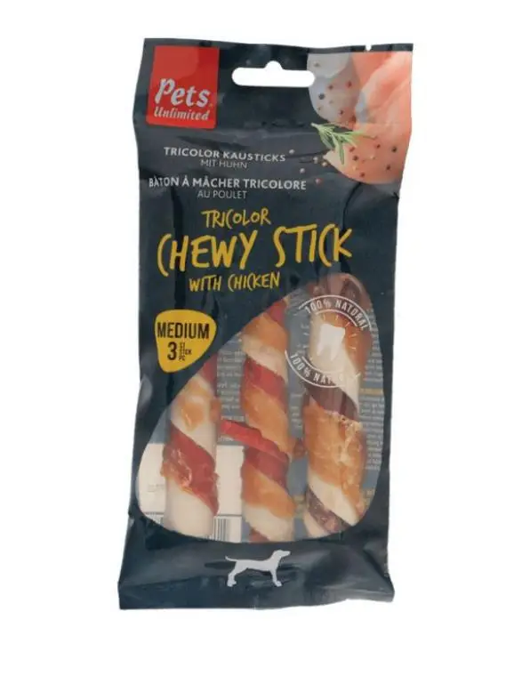 Snack Dog Pets Sticks Masticables Tricolor con Pollo 90 g