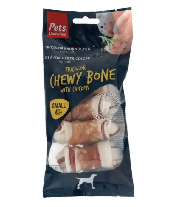 Snack Dog Pets Hueso Masticable Tricolor con Pollo 80 g
