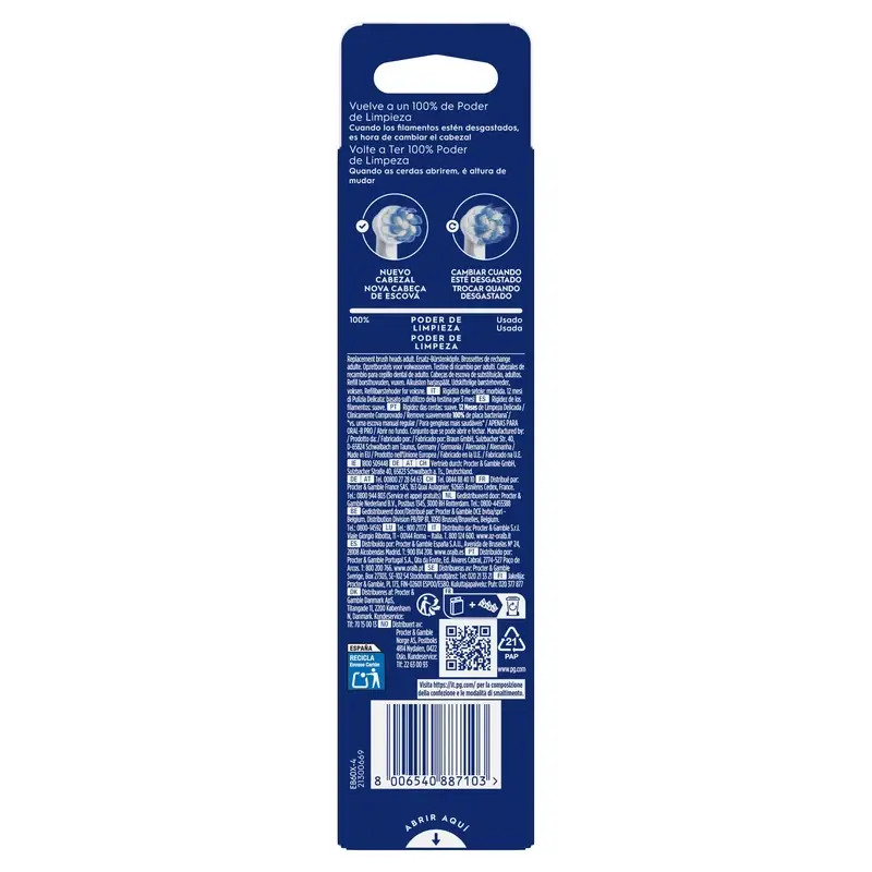 Oral-B Braun Recambio Sensitive Clean, 4 unidades
