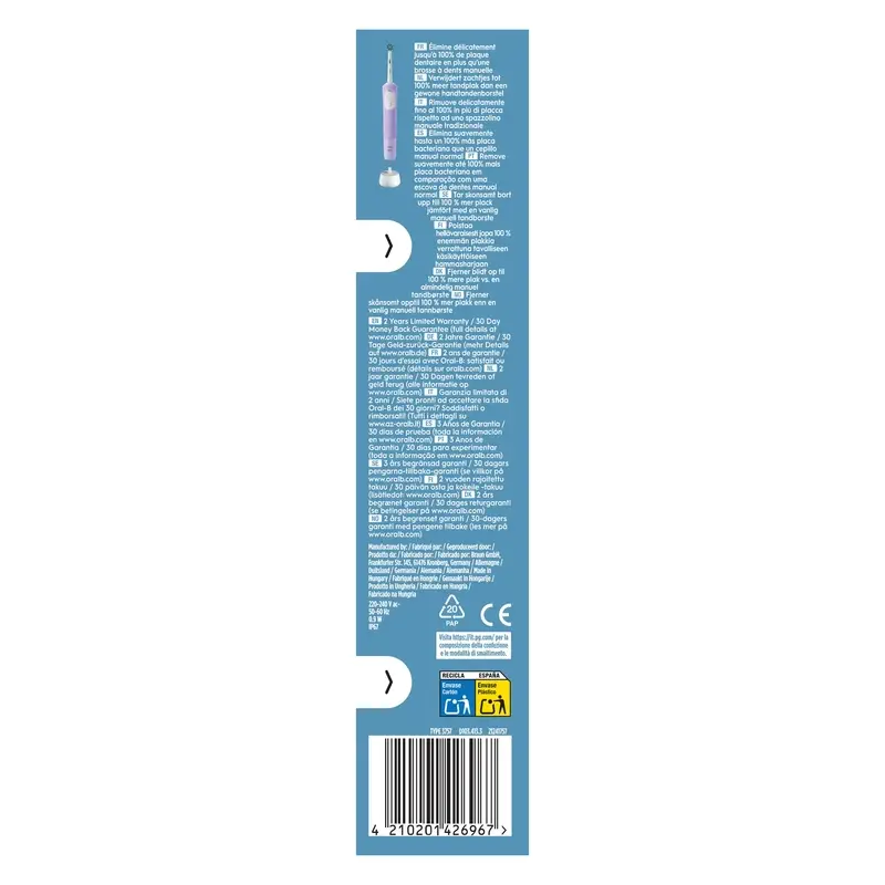 Oral-B Braun Vitality Pro Cepillo Eléctrico Morado, 1 unidades