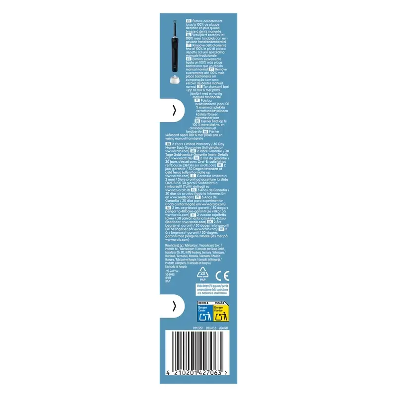 Oral-B Braun Vitality Pro Cepillo Eléctrico Negro, 1 unidad