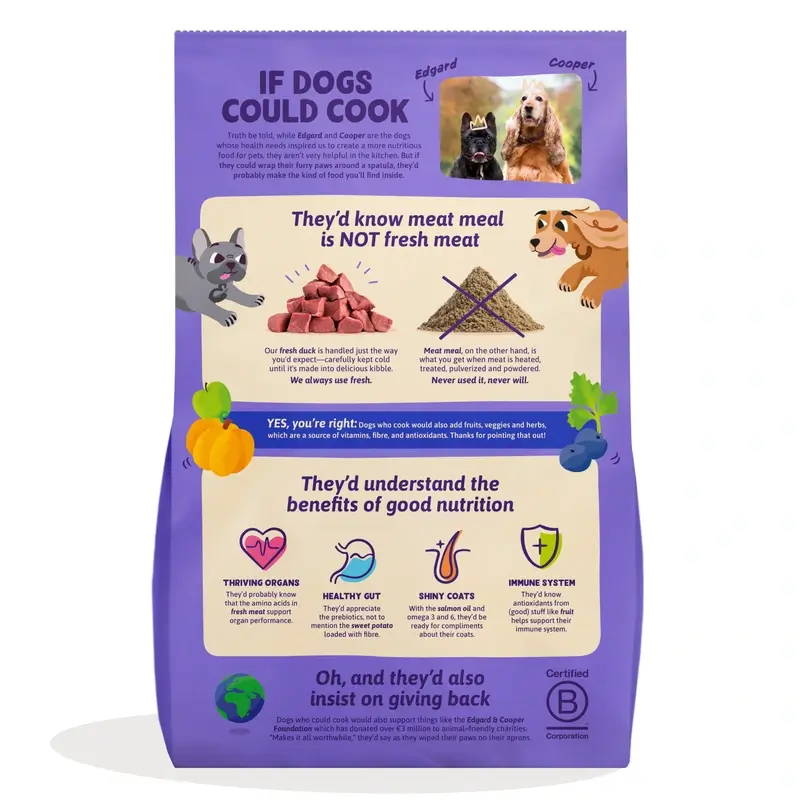 Edgard & Cooper Pienso Para Perros Adultos Grandes Con Pato Fresco , 12 kg