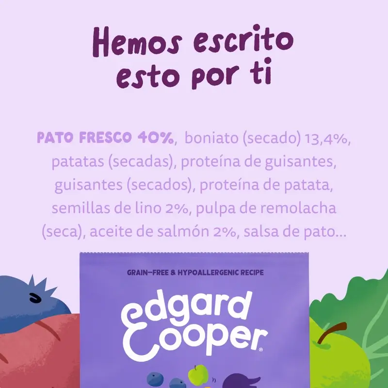 Edgard & Cooper Pienso Para Perros Adultos Grandes Con Pato Fresco , 12 kg