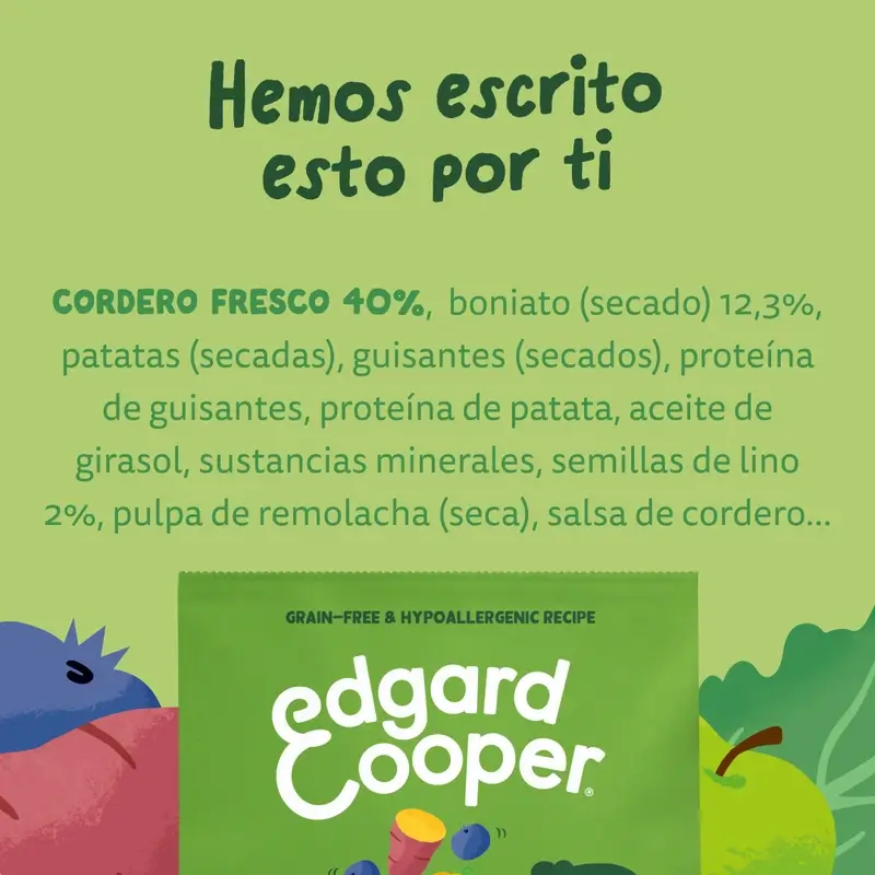 Edgard & Cooper Pienso Para Perros Adultos Medianos Con Cordero Fresco , 1 kg
