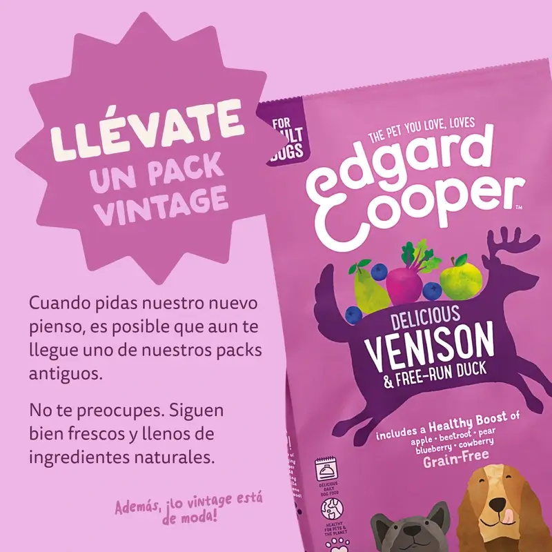 Edgard & Cooper Pienso Para Perros Adultos Medianos Con Venado Y Pato Frescos , 1 kg