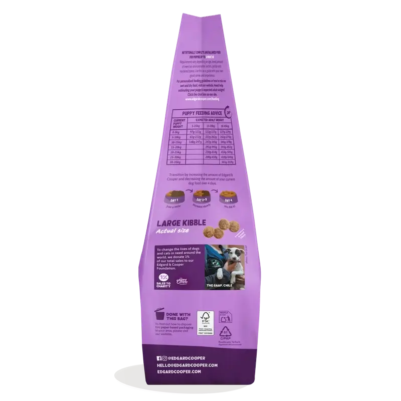 Edgard & Cooper Pienso Para Cachorros Grandes Con Salmón Y Pavo Frescos , 12 kg