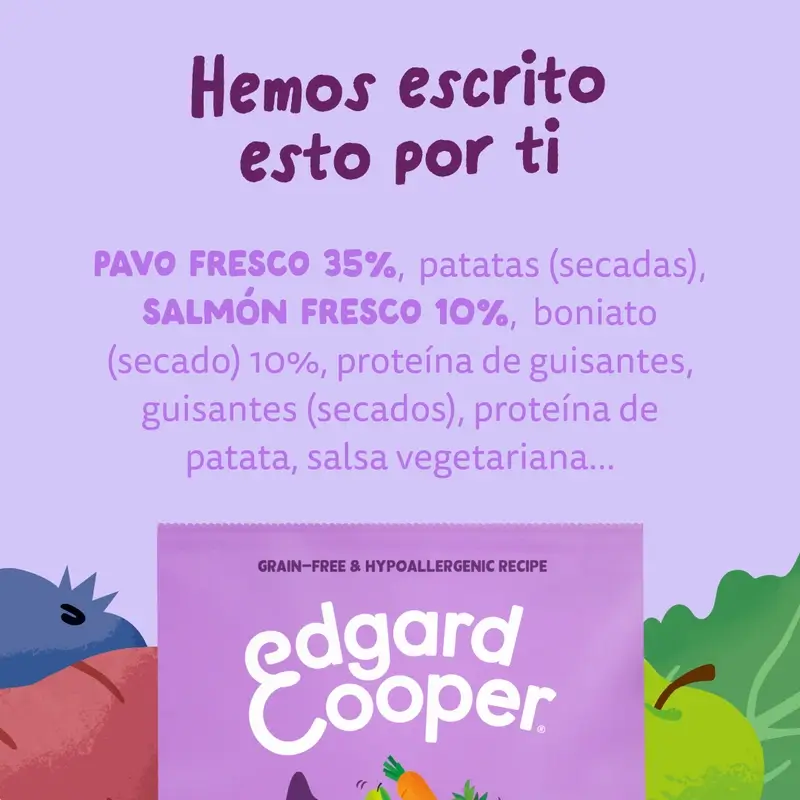 Edgard & Cooper Pienso Para Cachorros Grandes Con Salmón Y Pavo Frescos , 12 kg
