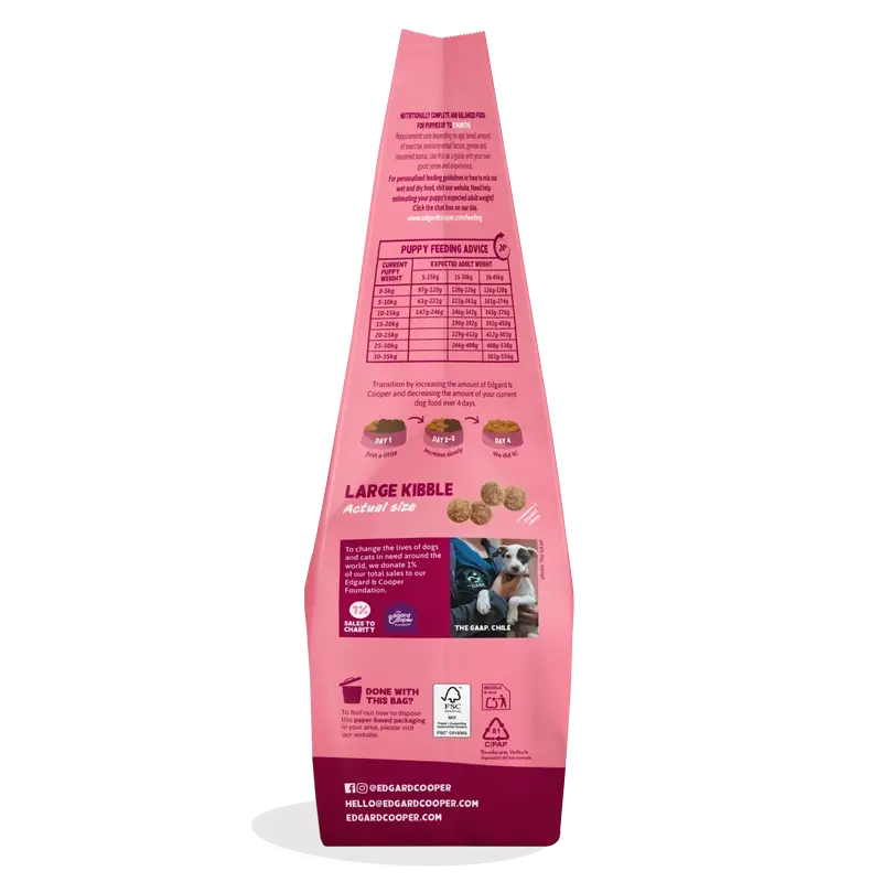 Edgard & Cooper Pienso Para Cachorros Grandes Con Pato Y Pollo Frescos , 12 kg