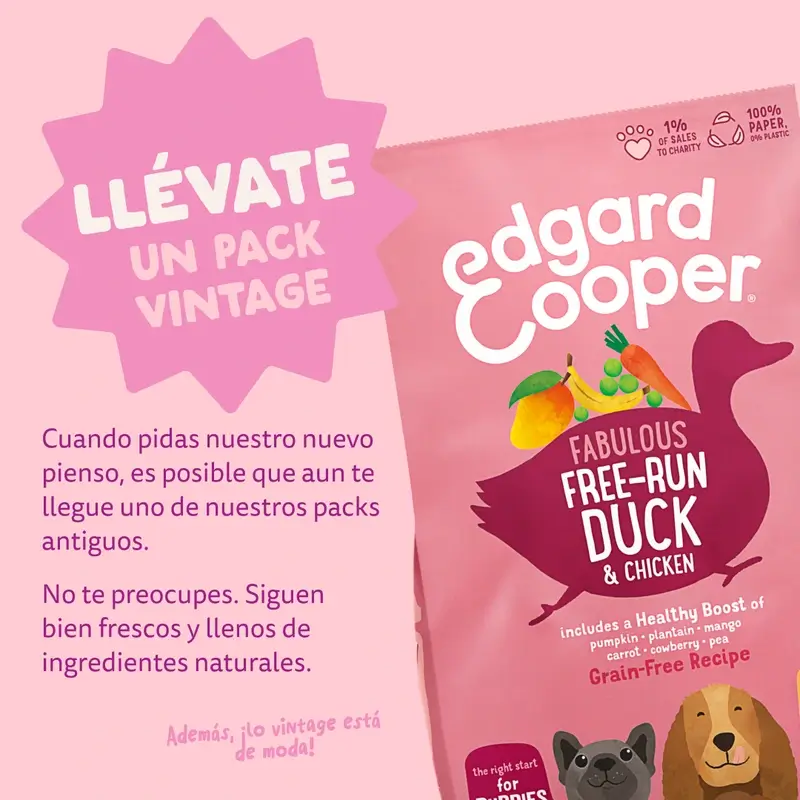 Edgard & Cooper Pienso Para Cachorros Medianos Con Pato Y Pollo Frescos , 7 kg