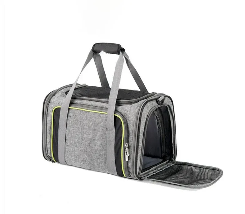 Transportín Bolso Hk con Dos Compartimentos Gris y Verde 49X28X28
