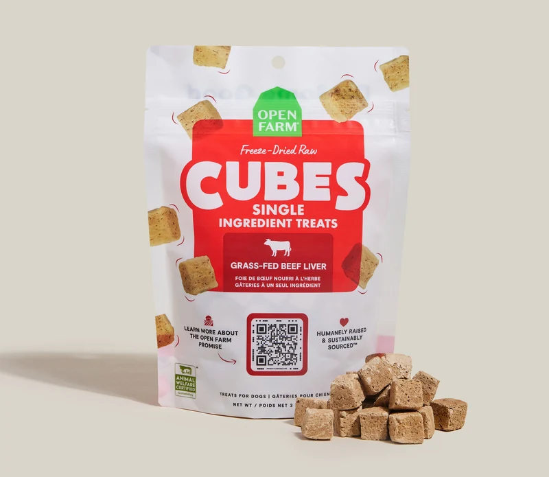 Open Farm Freeze Dried Raw Single Ingredient Beef Liver Cube Dog Treat 85G