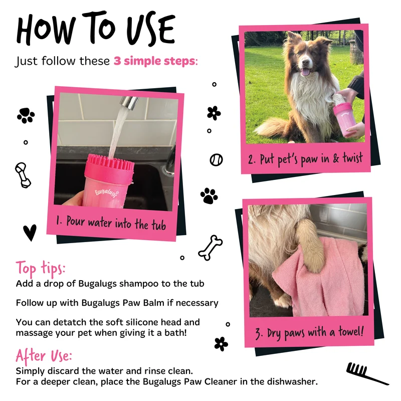Bugalugs Paw Cleaner Cup For Dogs & Cats Pink