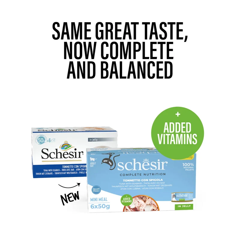 Schesir Tuna With Seabass In Jelly Multipack Wet Cat Food 6X50G