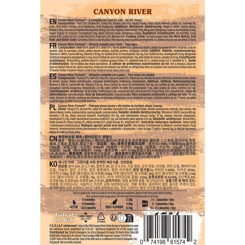 Taste Of The Wild Canyon River Chunks In Gravy Grain-Free Wet Cat Food 85G