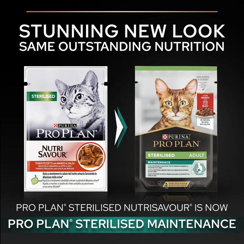 PURINA Pro Plan Sterilised Beef In Gravy Multipack Adult Wet Cat Food 10X85G