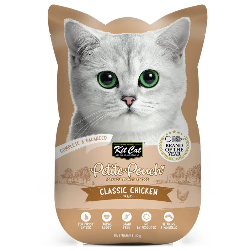 Kit Cat Petite Pouch - Classic Chicken In Aspic Wet Cat Food 70G