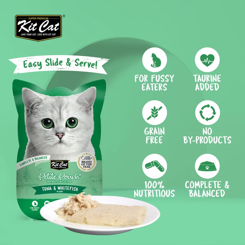 Kit Cat Petite Pouch - Tuna & Whitefish In Aspic Wet Cat Food 70G