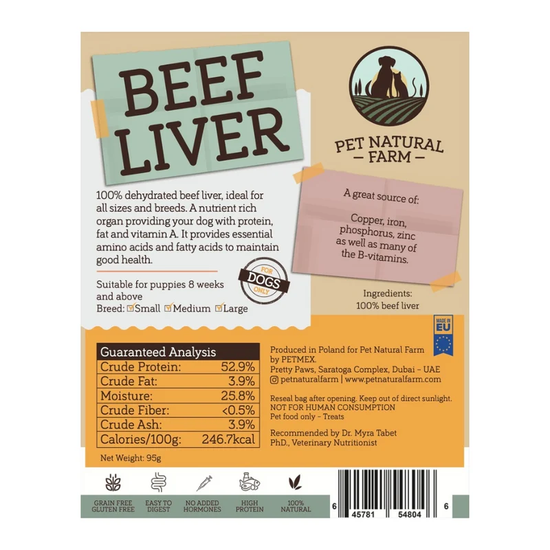 Pet Natural Farm Beef Liver Dog Treat 95G