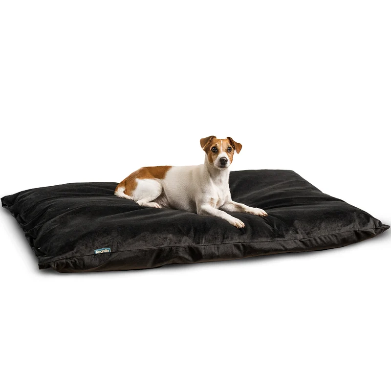 Regalia Velvet Deep Duvet Non-Slip Dog Bed - Black/Large