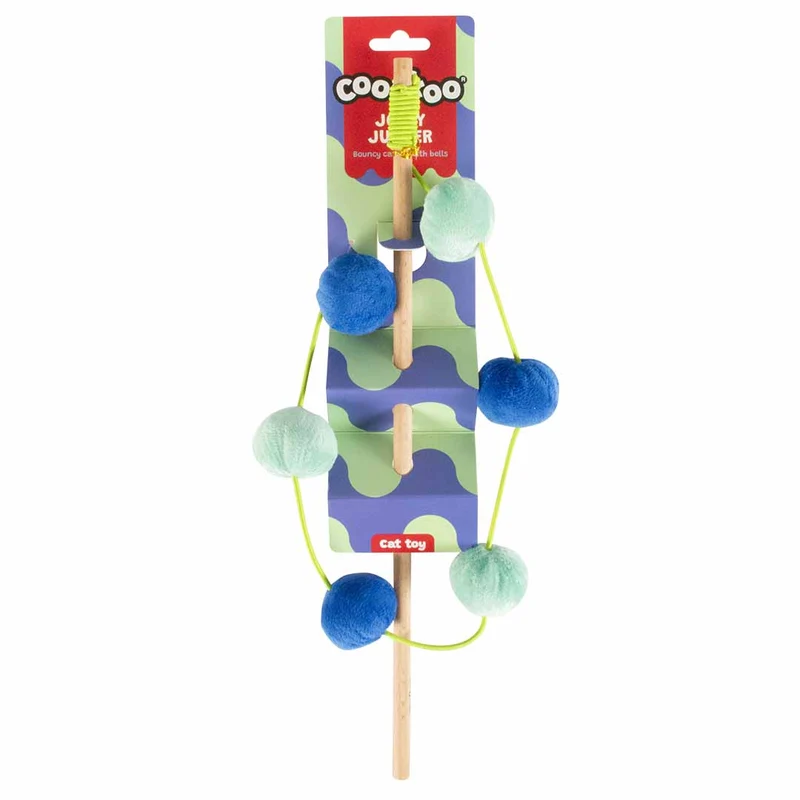 Ebi Coockoo Jolly Jumper Cat Wand Chase Toy - Blue & Green/40x4x4cm