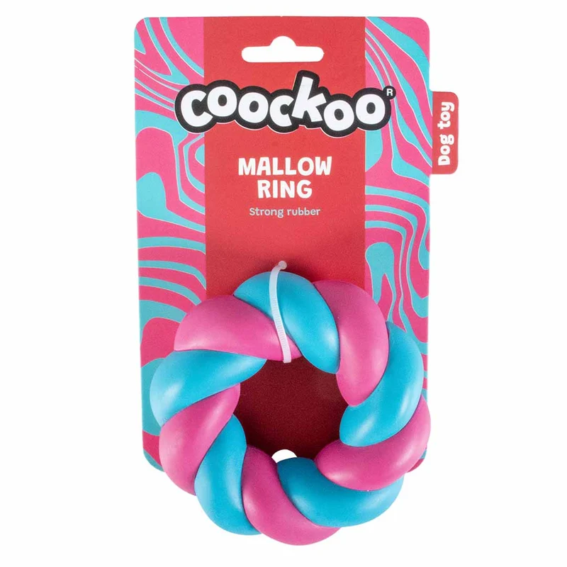 Ebi Coockoo Mallow Ring Strong Rubber Dog Chew & Fetch Toy - Pink & Blue/11x3.7cm